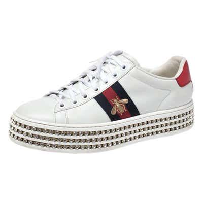 gucci white sneakers womens price|gucci crystal studded sneakers.